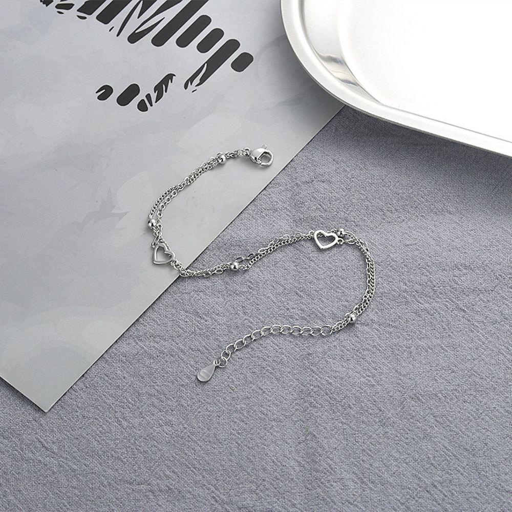 Lily Wanita Gadis Gelang Pesta Pernikahan Hati Bangle Link Rantai925 Sterling Silver