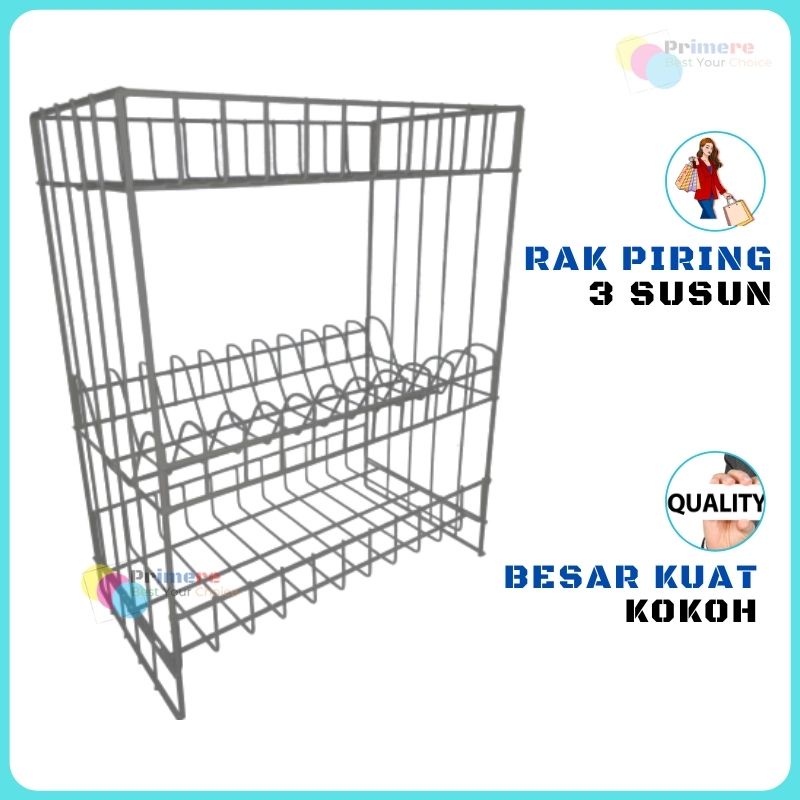 PROMO!!! ( RPK 03 ) RAK PIRING BESI PREMIUM - RAK PIRING BESI SUSUN 3 - RAK WASTAFEL - RAK PIRING GANTUNG GNSHOP