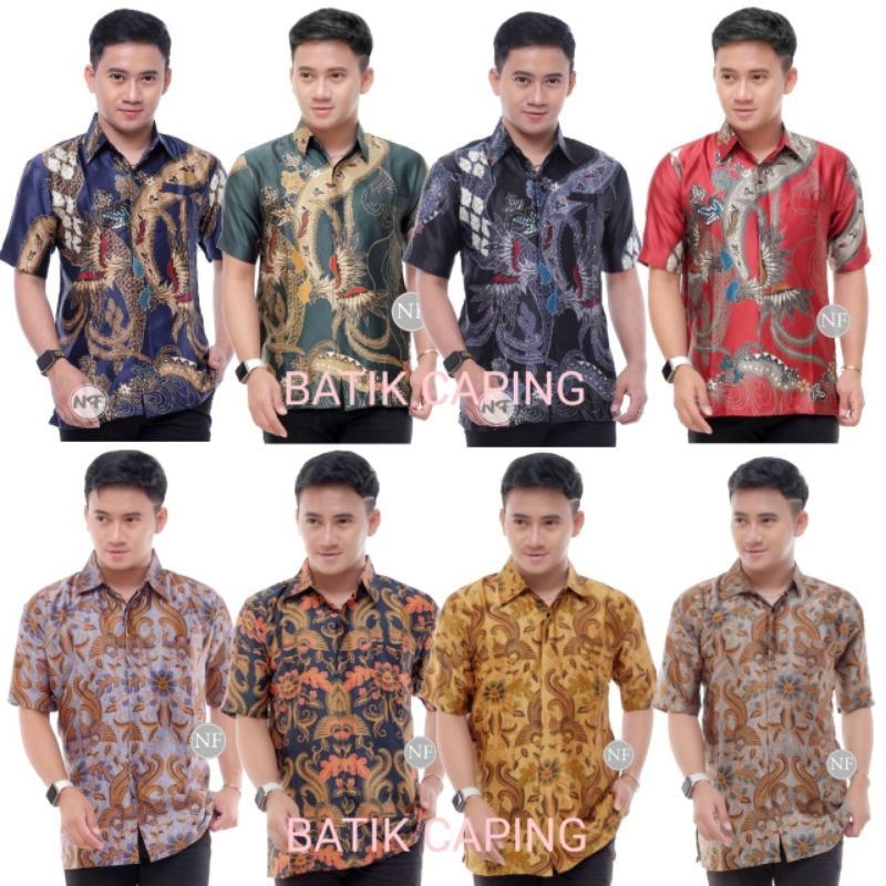 KEMEJA BATIK SEMI SUTRA BERFURING LENGAN PENDEK ELEGAN SIZE JUMBO M L XL XXL HALUS NYAMAN DAN ADEM 1