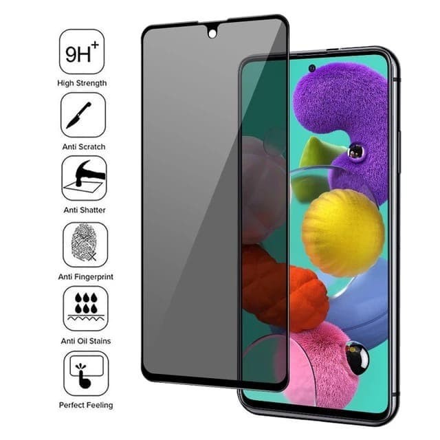 SAMSUNG A12 A11 M11 A21S A31 A51 A71 M21 M31 M30S TEMPERED GLASS FULL SPY PRIVACY, ANTI SPY ANTI GORES KACA SCREEN GUARD FULL COVER HITAM GELAP PELINDUNG LAYAR