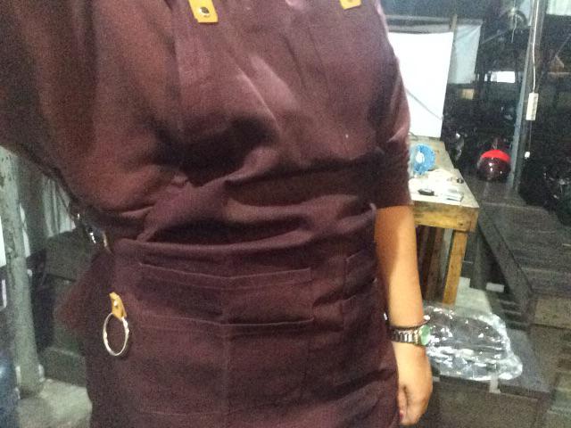 Apron Barista Apron Barberman Bahan Kanvas Tali Synthetic Leather Model Necklace