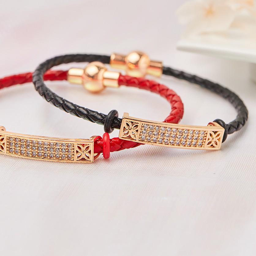 ۝ Y292 【】 Gelang Magnet Wanita Lapis Emas Gelang Tali Kawat Anti Air Tali Kulit Busana Gelang Akseso