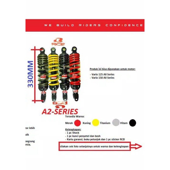 Shock RCB shock Breaker RCB A2 Original Vario 125,Vario 150,Beat Fi,Scoopy Fi,Fino Fi,xrider Dll