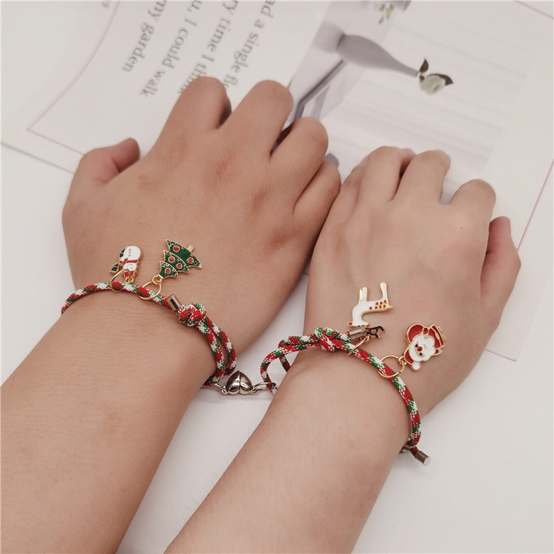 Natal Pasangan Kreatif Gelang Anyaman Dapat Disesuaikan Untuk Menarik Satu Sama Lain Sederhana Pacar Tangan Tali Cinta Hadiah Ulang Tahun Perhiasan