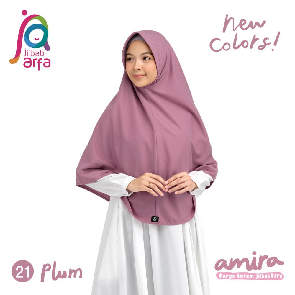 Jilbab Amira Plum - Bergo Pet Antem - Jilbab Afra - Hijab Instan Bahan Kaos, Adem &amp; Lembut