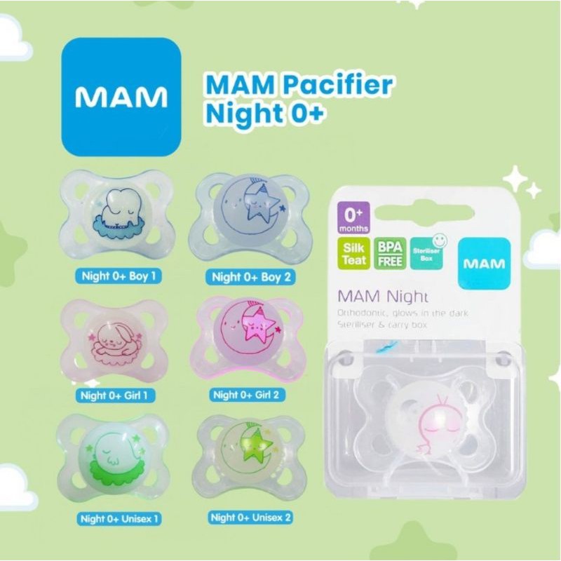 Mam orthodontic pacifier Night/Air 0-6m &amp; 6m+ baby sooter