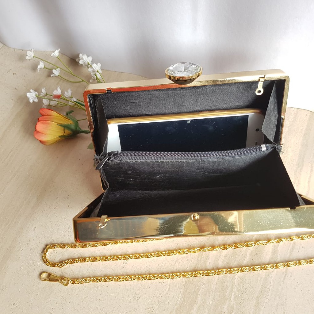 Clutch Pesta Farnell Diamond Party  Import Tas Pesta Kondangan Mata Kristal Permata Berlian Mewah 2656