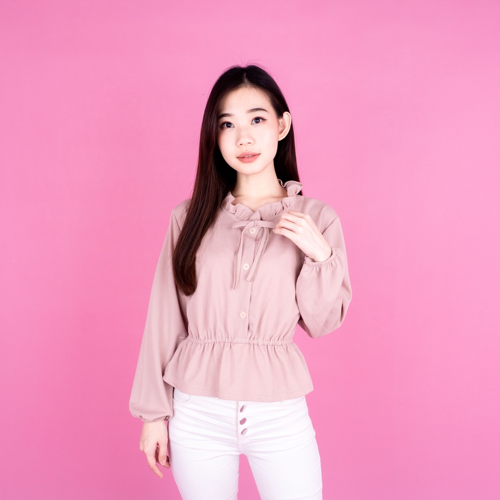 Blouse Mikela Fashion Wanita - Mikela Blouse Wanita Bahan Crepe-CREAM
