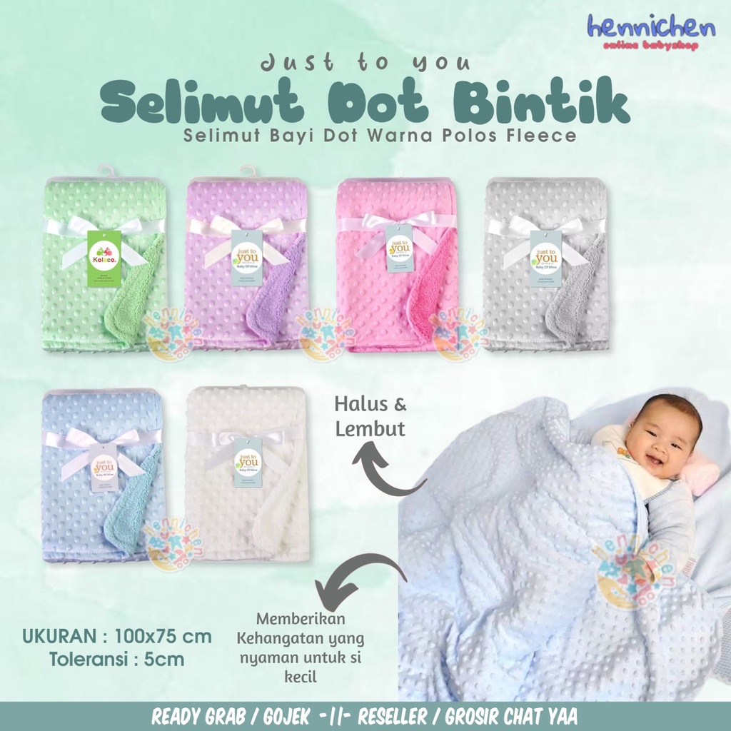 Selimut Just To You Premium Double Fleece Bayi Polos Bintik / Selimut Minky | Selimut Bumpy Corn /2