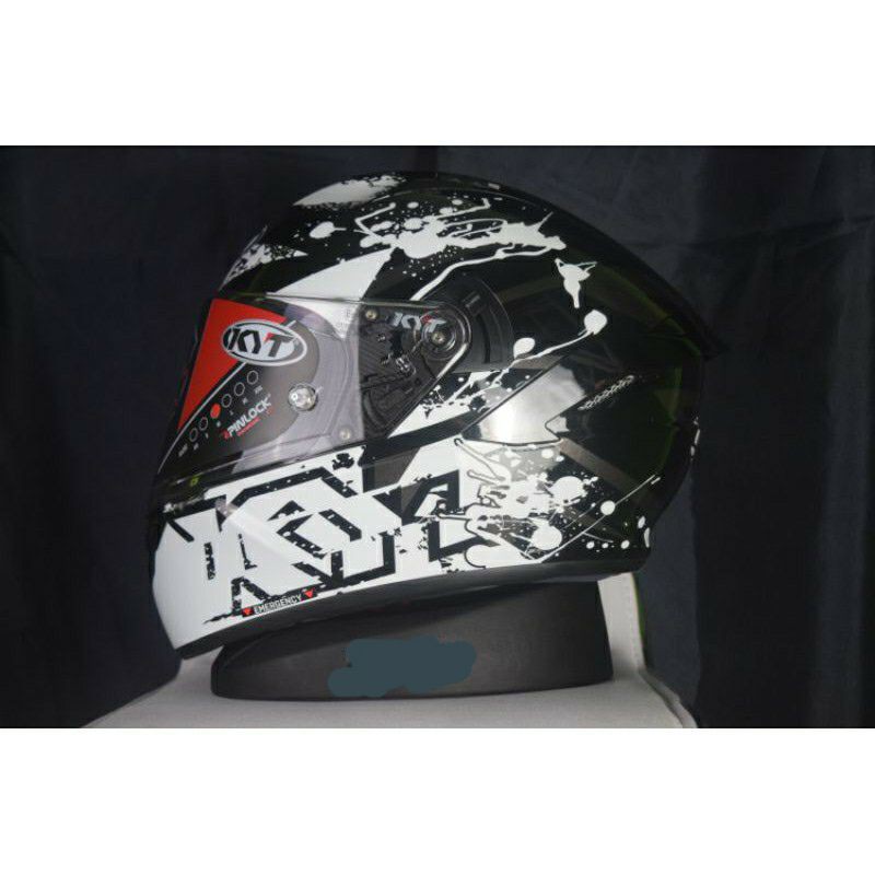 KYT HELM NFR MOTIF NEUTRON BLACK WHITE GLOSSY KYT NFR ORIGINAL TERMURAH
