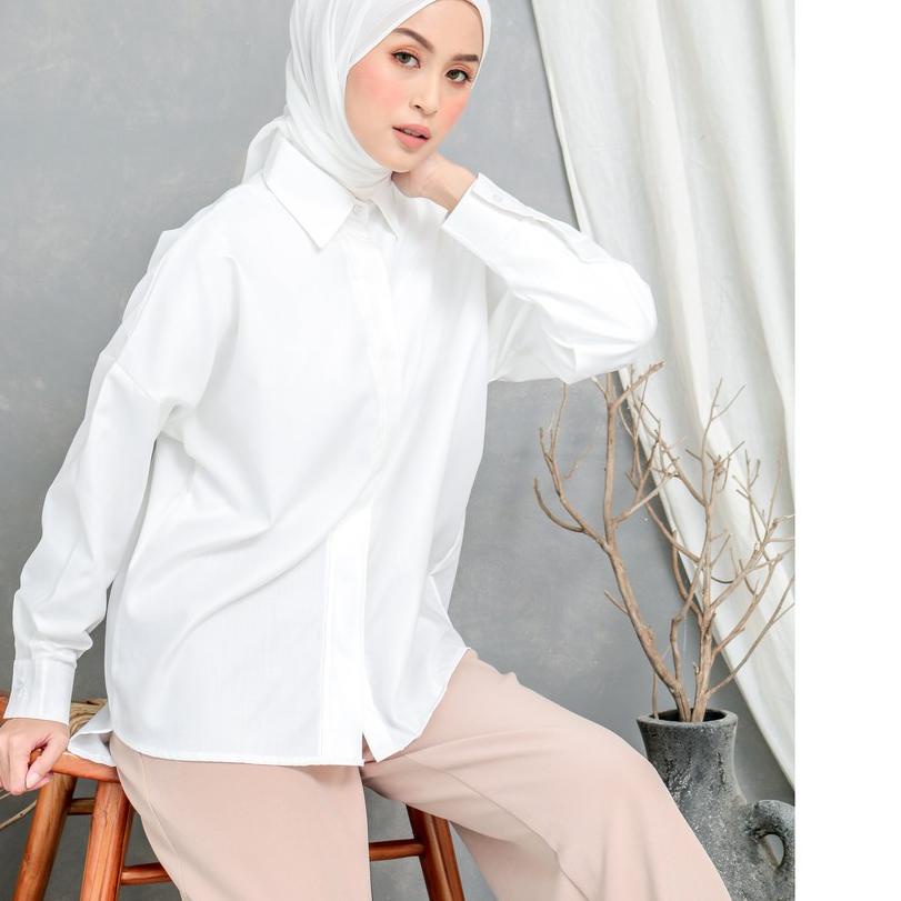 EVONNE Letty Shirt White Hide Button Basic Oversize Pattern LD120 E03-04 ALL SIZE XXL