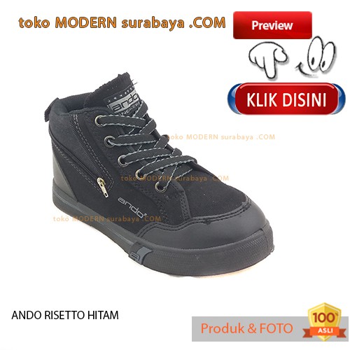 ANDO RISETTO HITAM sepatu anak sepatu sekolah casual boots