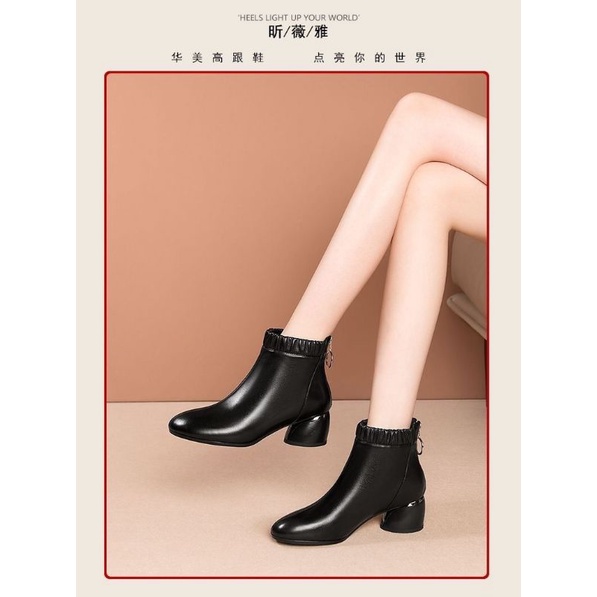 [MikanHiro Store] Sepatu Wanita Boots Putih Krem Hitam Import Korean Style Women Shoes Import High Quality