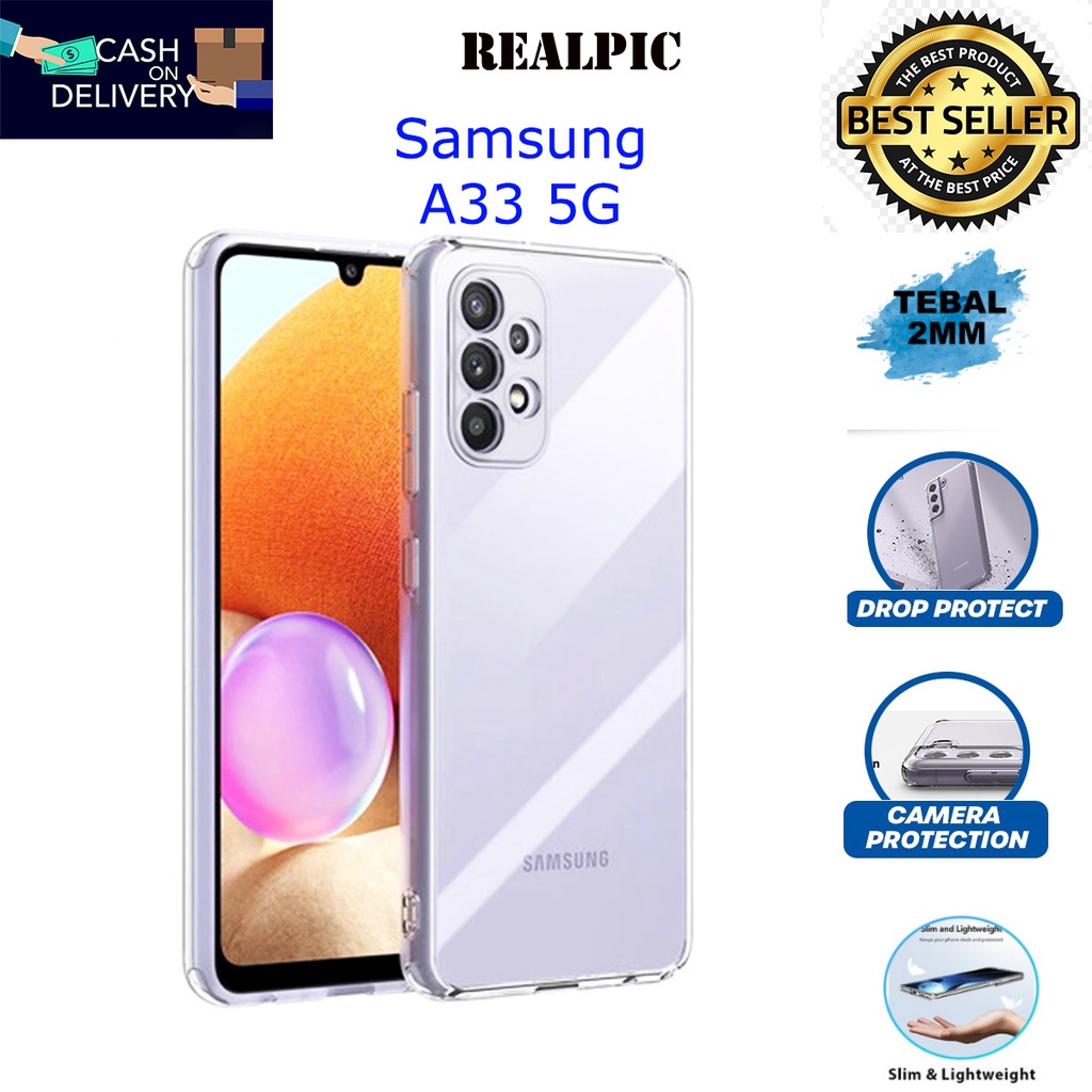 Case Samsung Galaxy A33 5G Casing Clear HD KETEBALAN 2MM BENING TRANSPARAN TPU Premium Softcase