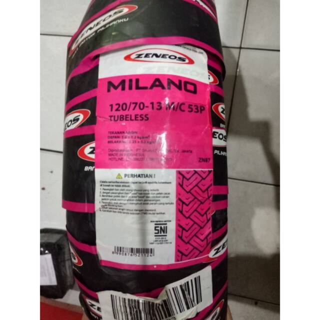 Ban Zeneos 120/70-13 Milano Tubeless Depan Nmax