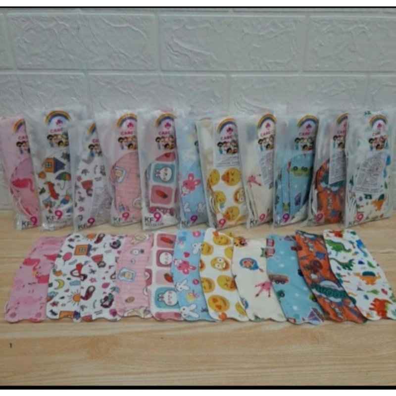 Masker anak KF94 isi 10pcs motif cowok dan cewek