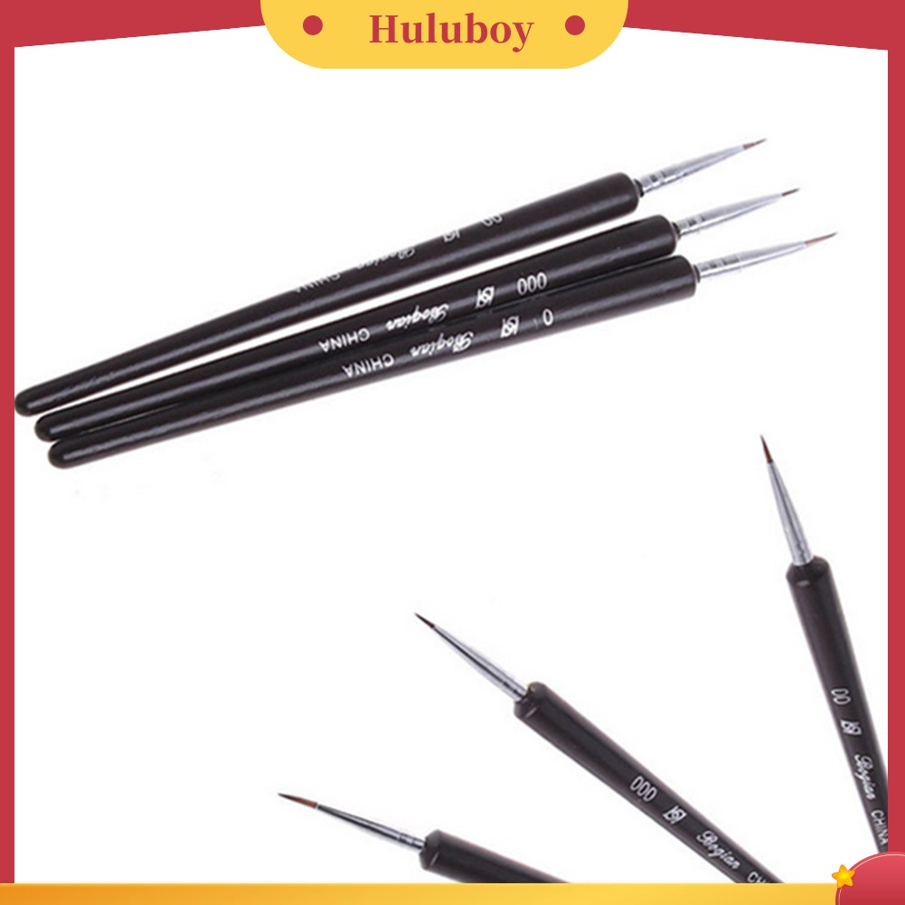 Huluboy Huluboy♡ 3pcs / Set Brush Pen Dotting Untuk Menggambar / Melukis Kutek UV Gel