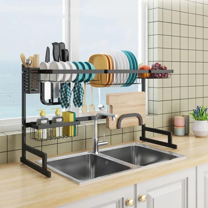 Rak Sink Wastafel Dapur Pengering Piring Drain Rack Serbaguna 85Cm Dry Rismayolashop