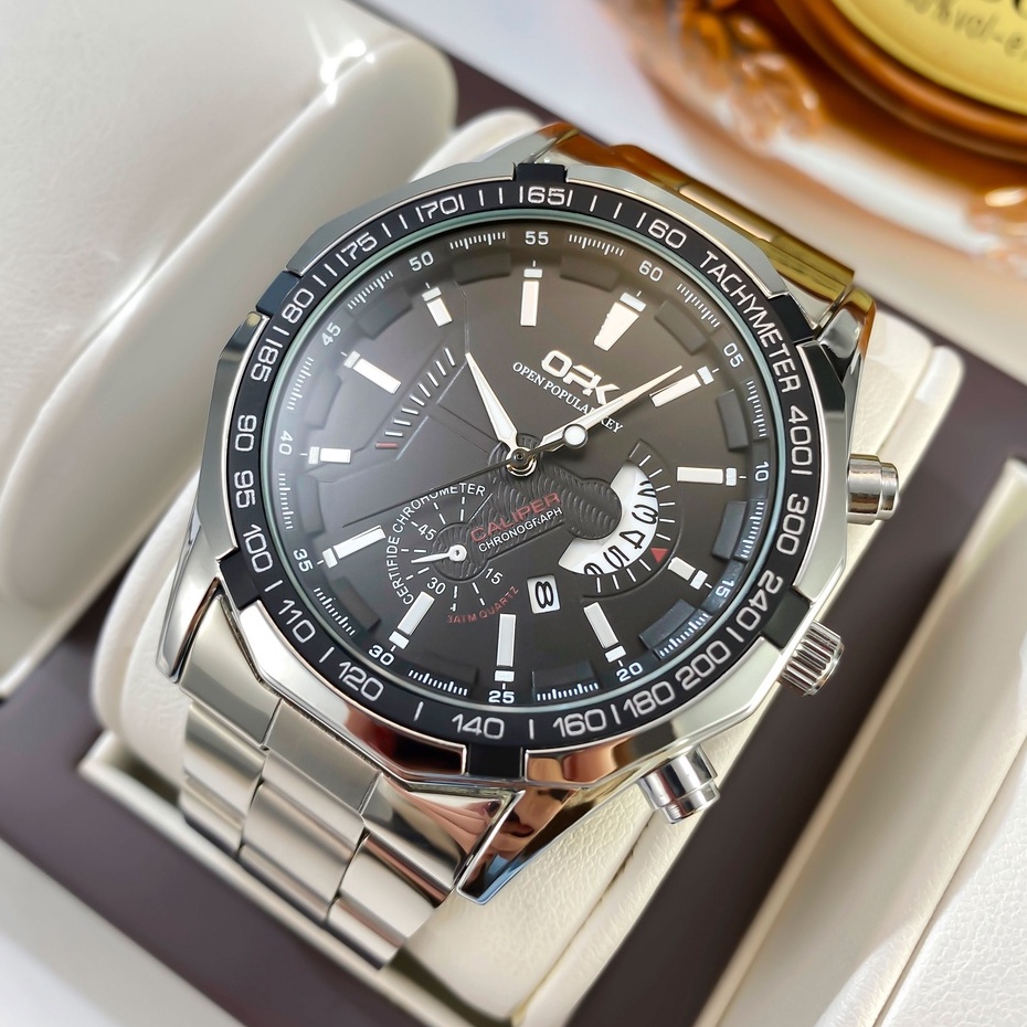 Premium (RRW) OPK Jam Tangan Pria Anti Air Original Rantai Analog Chain Stainless Tahan Bisnis