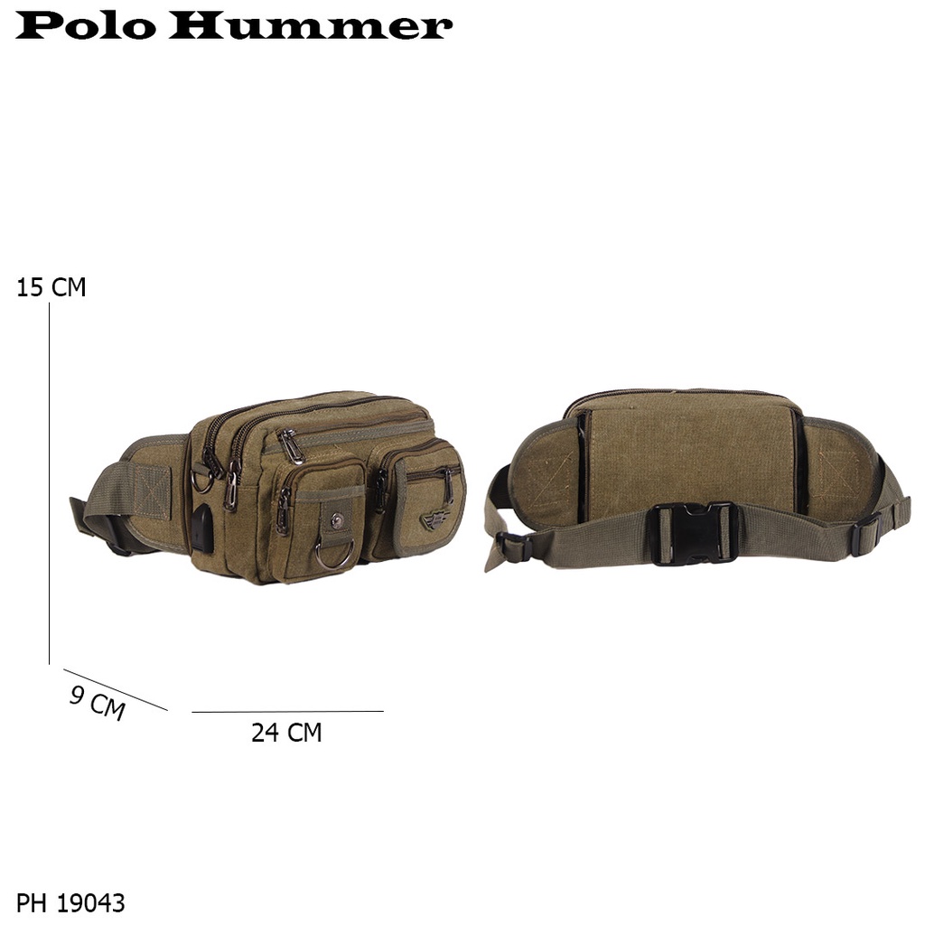 Tas Pinggang Kanvas Denim Pria 2in1 Waistbag - Slingbag POLO HUMMER