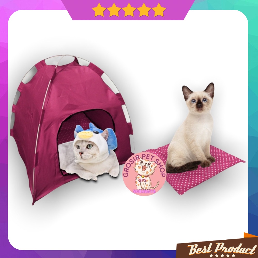 TENDA RUMAH KUCING MURAH LENGKAP DENGAN ALAS BANTAL KUCING / FURNITURE HEWAM KANDANG DAN MATRAS KUCING ANJING