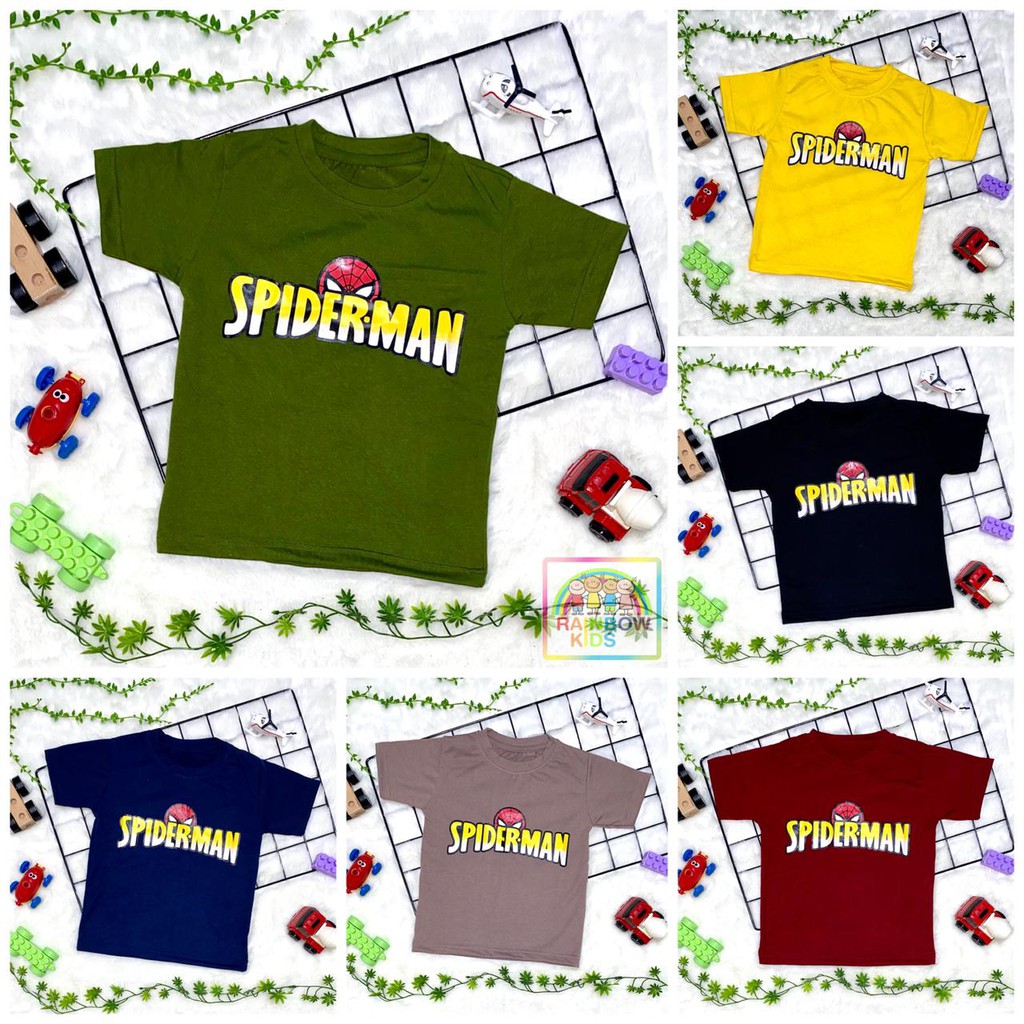 Kaos Anak (2-8 Tahun) Unisex Soft Spandex / T-shirt anak Sablon SPIDERMAN