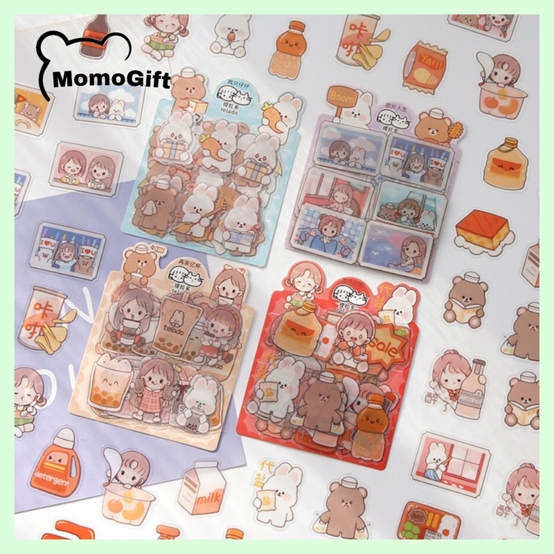 

40 Pcs Stiker Decor Botol Sticker Aesthetic Telado Boba