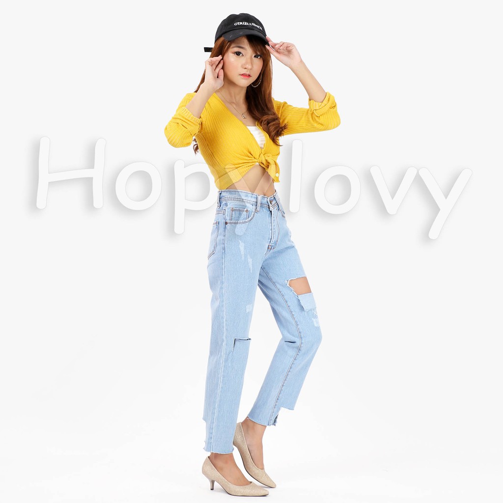 HOPYLOVY Cardigan Crop Rajut Wanita Joena