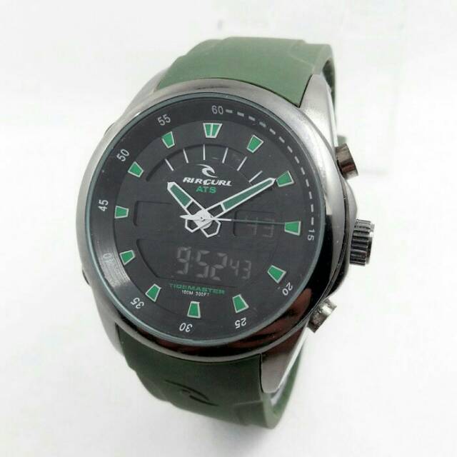 Jam Tangan Sporty Ripcurl Double Time Rubber Green Army