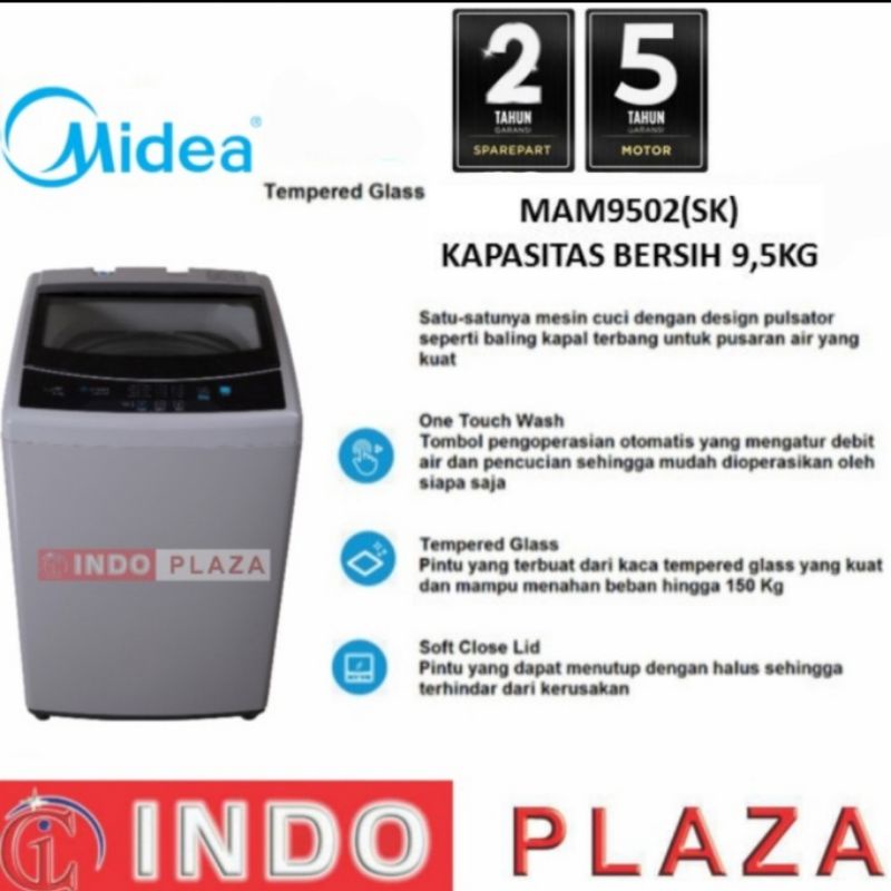 MESIN CUCI MIDEA MAM-9502-SK 1 Tabung 9.5 Kg