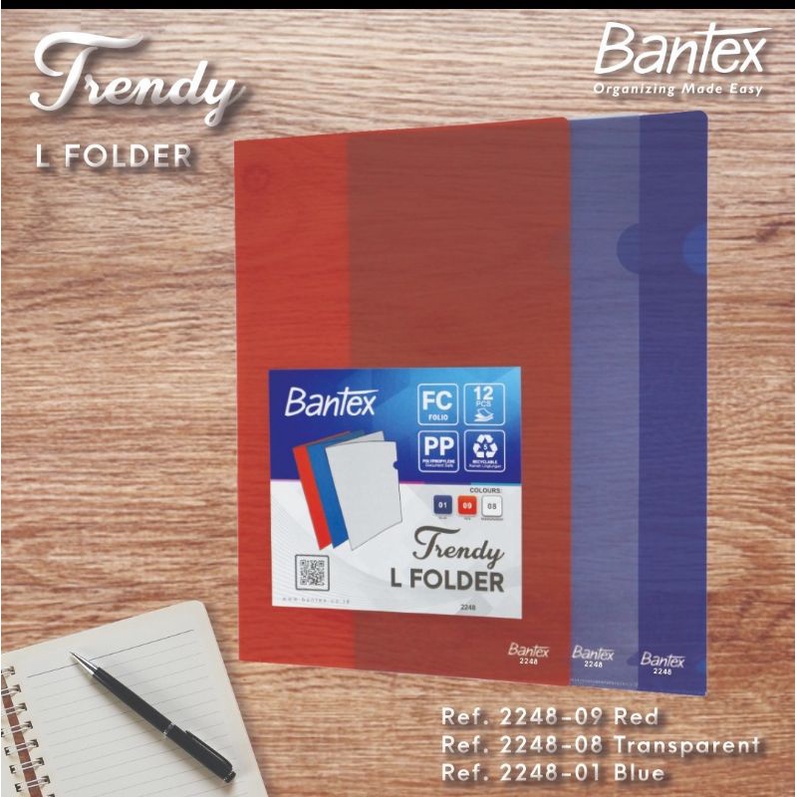 Bantex L Folder Ukuran Folio 2248 - Map Bening Transparan L / clear sleeves