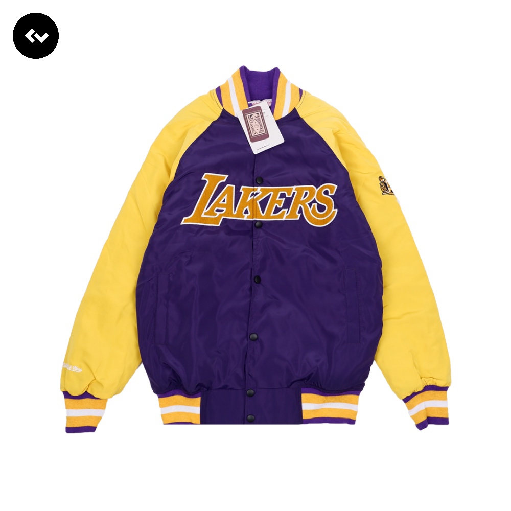 VARSITY JACKET LAKERS PURPLE YELLOW ARM LOS ANGELES NBA BASKETBALL VINTAGE