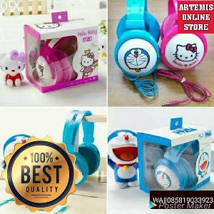 HEADSET HANDPHONE KARAKTER DORAEMON HELLO KITTY HEADSET PC HEADSET KOMPUTER HEADSET LAPTOP AKSESORI