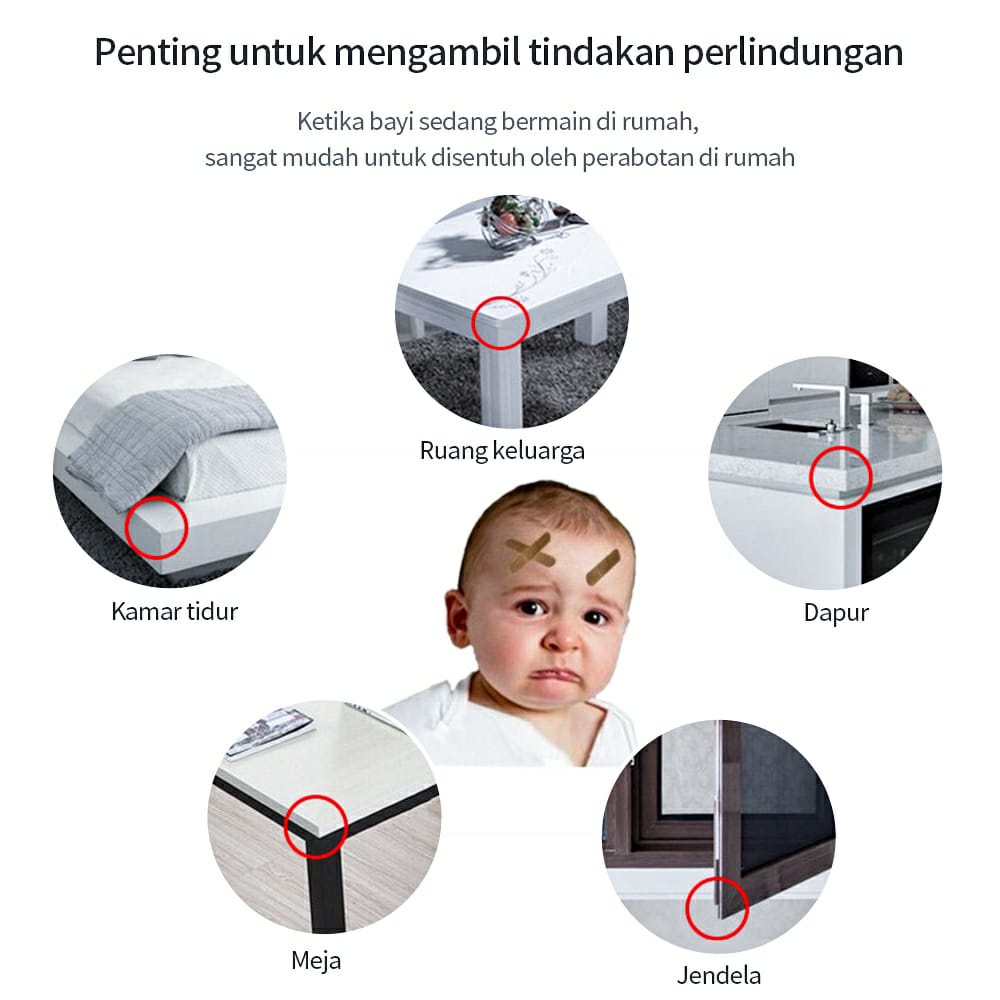 Pengaman Sudut Meja Pelindung Sudut Meja Anak Cover Pelindung Silikon Pengaman Sudut Siku Meja Aman Anak Bayi- Kabakids Store