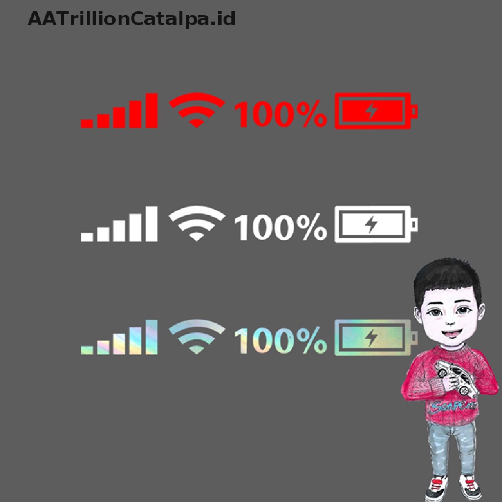 Aa Sticker Decal Kaca Belakang Mobil Bahan Pvc Motif Tulisan Trillioncatalpa Wifi Level Baterai