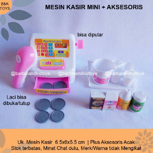 Mesin Kasir Mini Plus Aksesoris Miniatur Minuman DLL Acak- Mainan Anak