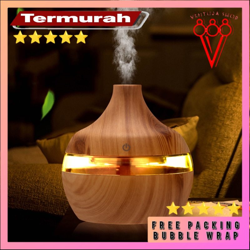 Air Humidifier Ultrasonic Motif Kayu Aromatherapy Oil Diffuser Pelembab Udara 300ml - Humi