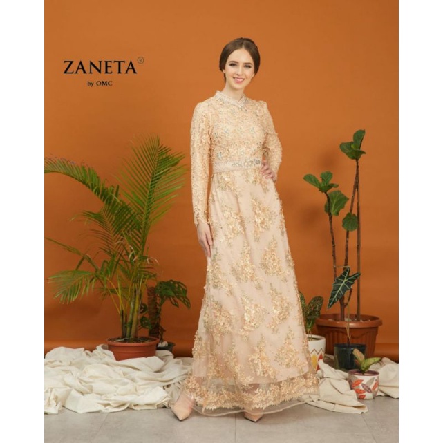 Gamis Zaneta 8279 (L2M5) Rayon Gamis Brukat Gamis Putih Elegan Model Terbaru Gamis Pesta Dress Gamis
