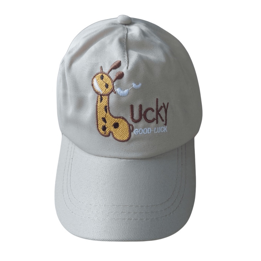 TOPI BASEBALL ANAK LUCKY GIRAFFE / JUST DO IT / SUPER DINO / SUNNY DAY USIA 2-10 TAHUN LAKI PEREMPUAN-TOPI LUCKY KREM