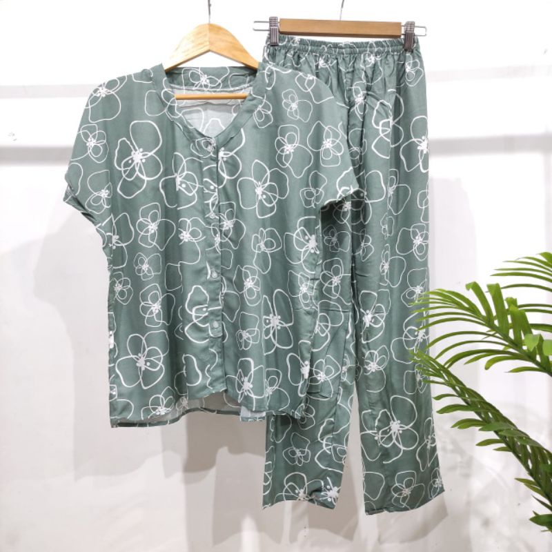 PIYAMA KANCING HITS PIYAMA KANCING BUSUI | PIYAMA RAYON | HOMEWEAR-NK 38