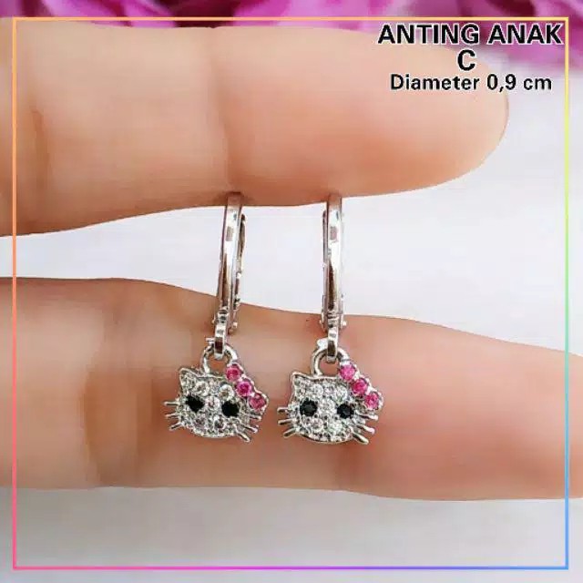 (BISA COD) Xuping anting anak hello kitty permata, anti luntur selamanya-terlaris