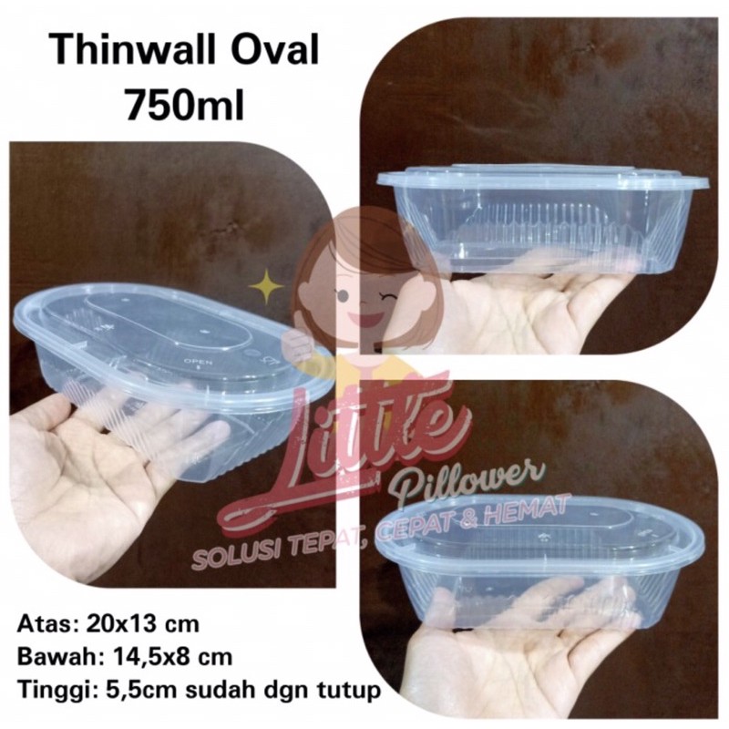 (ISI25pcs - OVAL 750ML BENING) Thinwall OVAL 750ml/ lunch box plastik/ kotak makan bento / thinwall