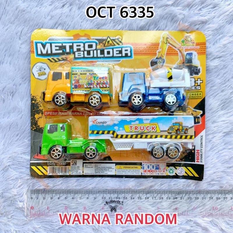 MAINAN OCT 6335 METRO BUILDER TRUK TRUCK BANGUNAN KONSTRUKSI PEKERJA CONSTRUCTION MUAT MUATAN BOX MO
