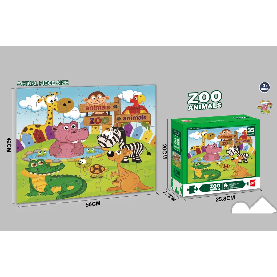 Mainan Puzzle Zoo Animals Jumbo 35 Pcs HW21077860