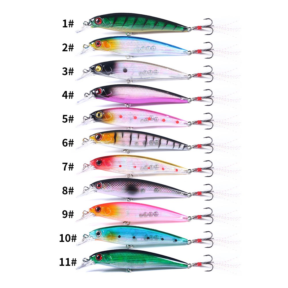 Hengjia 11Pcs Umpan Pancing Tiruan Bentuk Ikan Kecil 11cm 12.8G