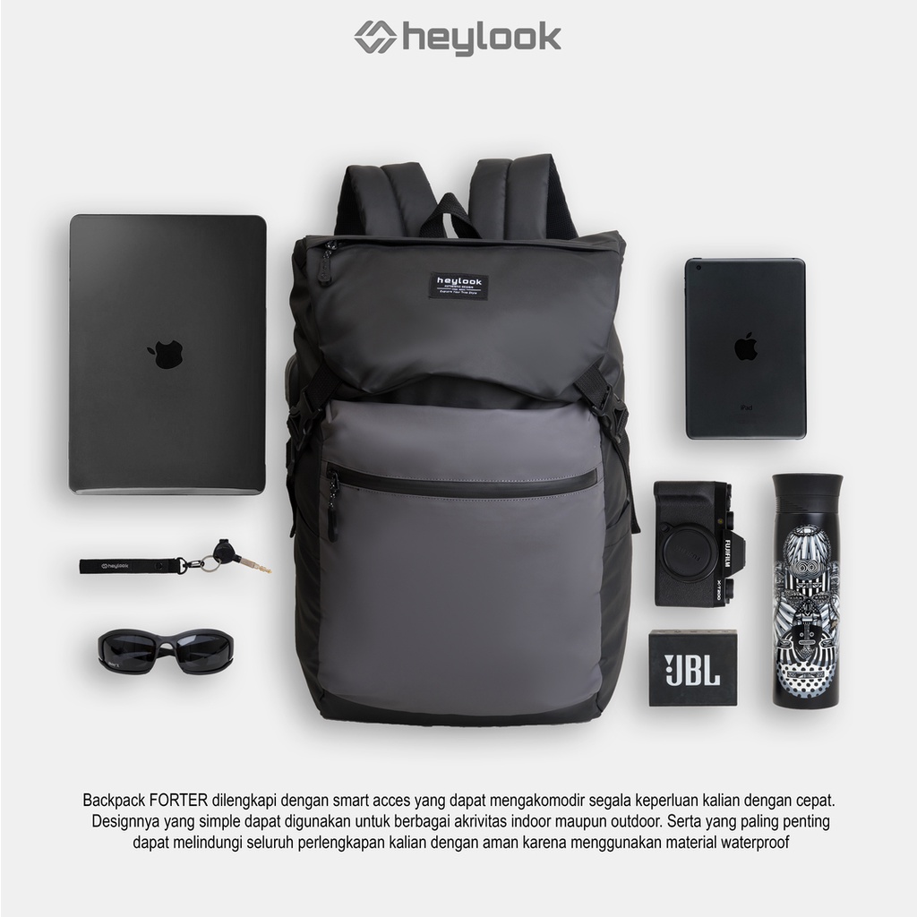 HEYLOOK Project - Tas Ransel Laptop FORTER Waterproof Backpack Pria Wanita Tas Leptop 14 - 15inch Tas Sekolah Tas Kuliah Kerja Perempuan Tas Punggung Tas Travel Cowok Terbaru