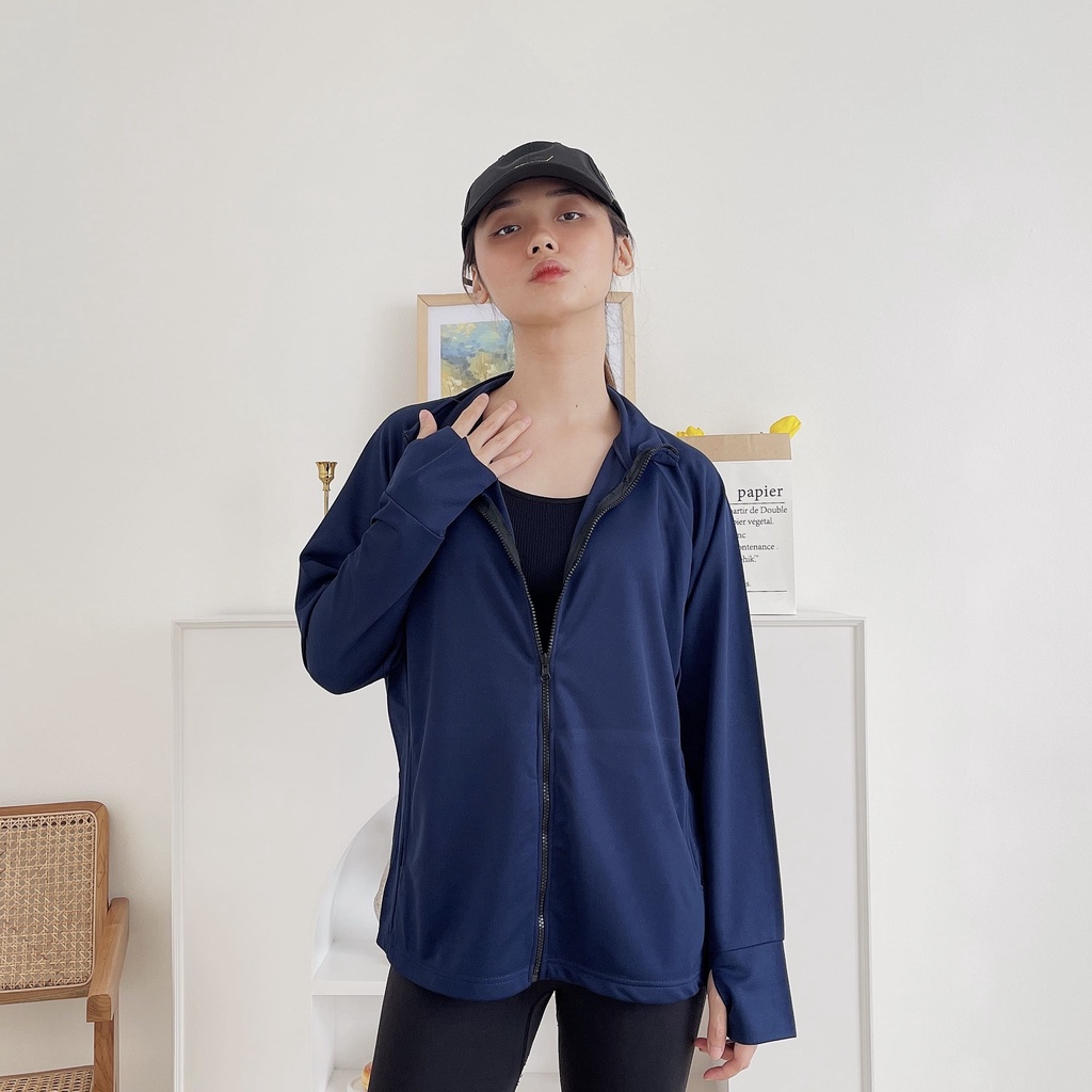 DONSON Sportswear Jacket Sporty Wanita Tangan Kimono Extra Fine Polyester Warna Navy Ukuran Standar dan Jumbo