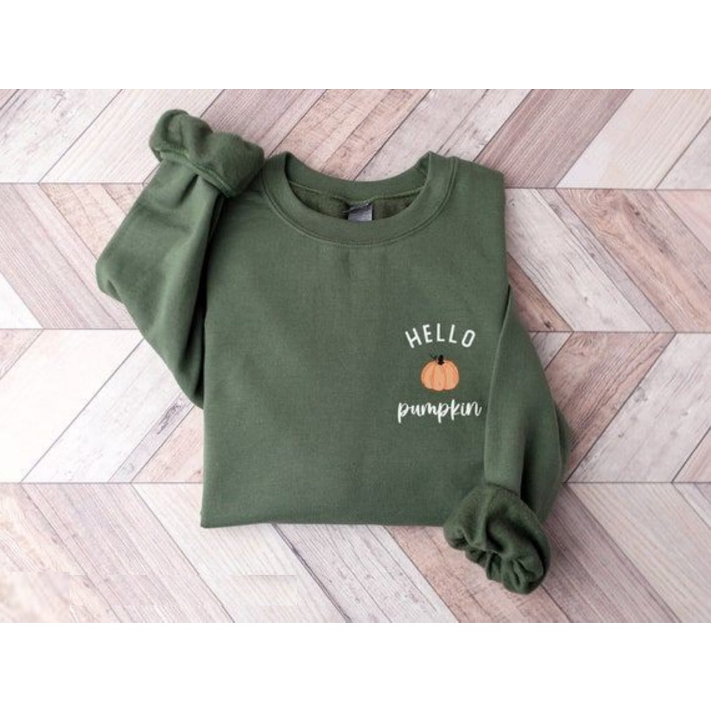 SWEATER WANITA PRIA CASUAL HELLO PUMPKINS FLEECE TEBAL HALUS PREMIUM TERBARU,