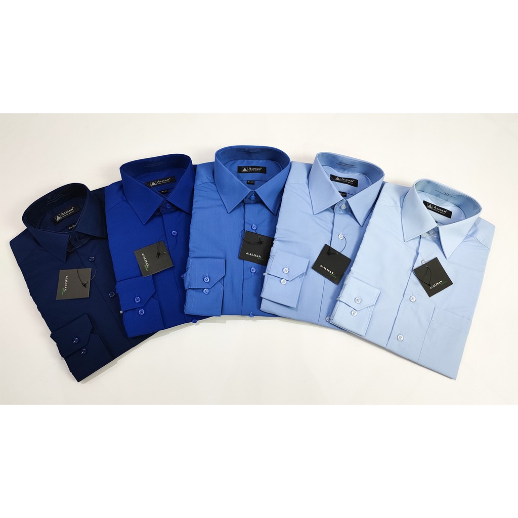 Kemeja ALISAN Polos Lengan Panjang Regular Fit ( BIRU )