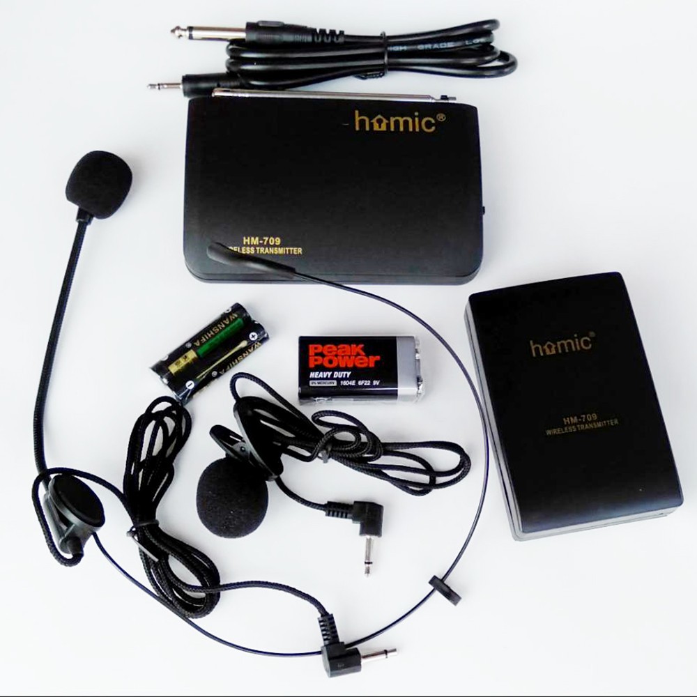 Mic wireless Mic Senam Mic imam masjid kancing jepit bando Homic HM 709 - Hitam